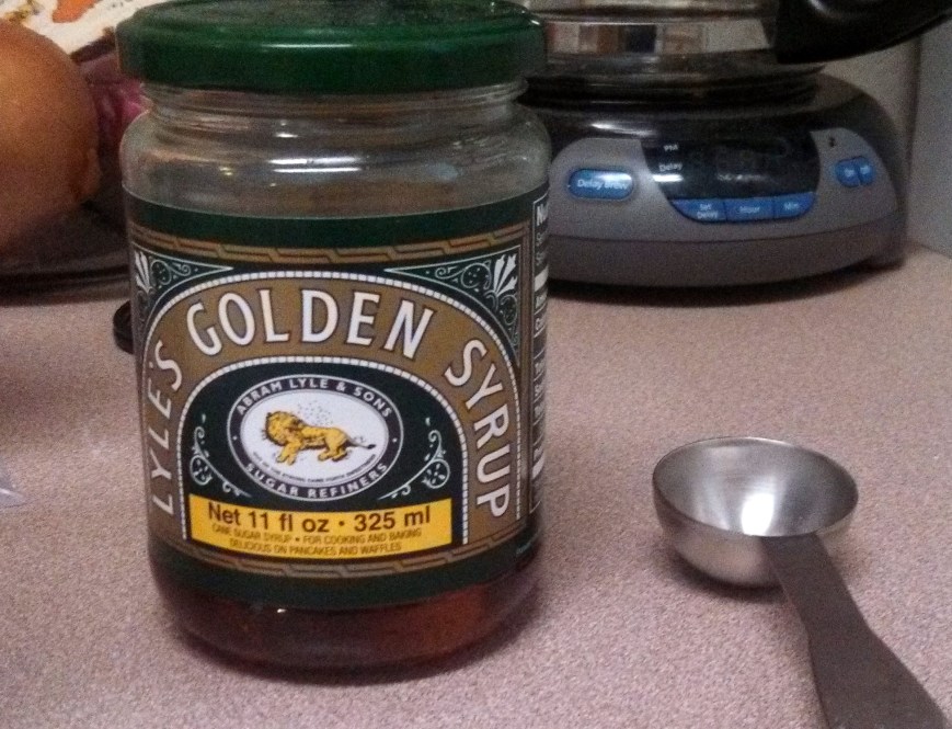 I didn't have light corn syrup for the glaze, so I used golden syrup.  It's British and caramel-y and gooooood.